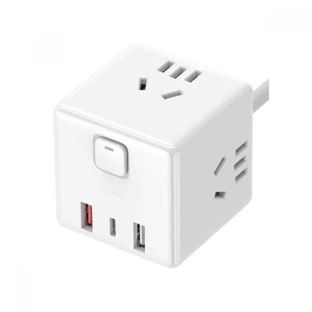 آداپتور شارژ سریع سیمی شیائومی مدل Rubik Cube Pro با توان ۳۳ وات (دارای ۲ پورت USB-A و ۱ پورت USB-C)