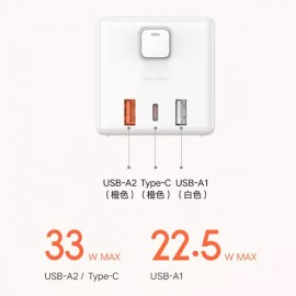 آداپتور شارژ سریع سیمی شیائومی مدل Rubik Cube Pro با توان ۳۳ وات (دارای ۲ پورت USB-A و ۱ پورت USB-C)