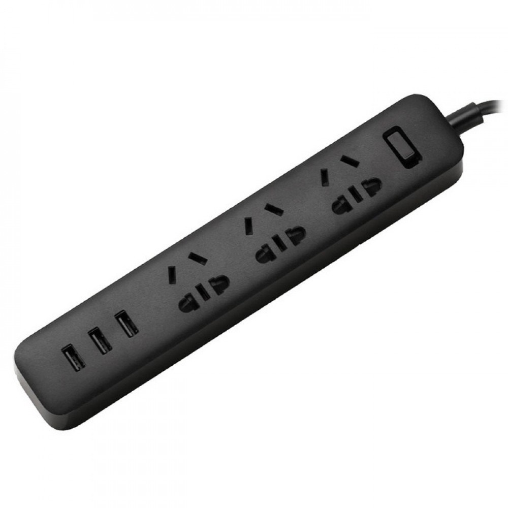 سه راهی برق مشکی با سه پورت یو اس بی می شیاومی شیامی شیائومی | Xiaomi Mi Power Strip 3 Sockets 3 USB Ports Black