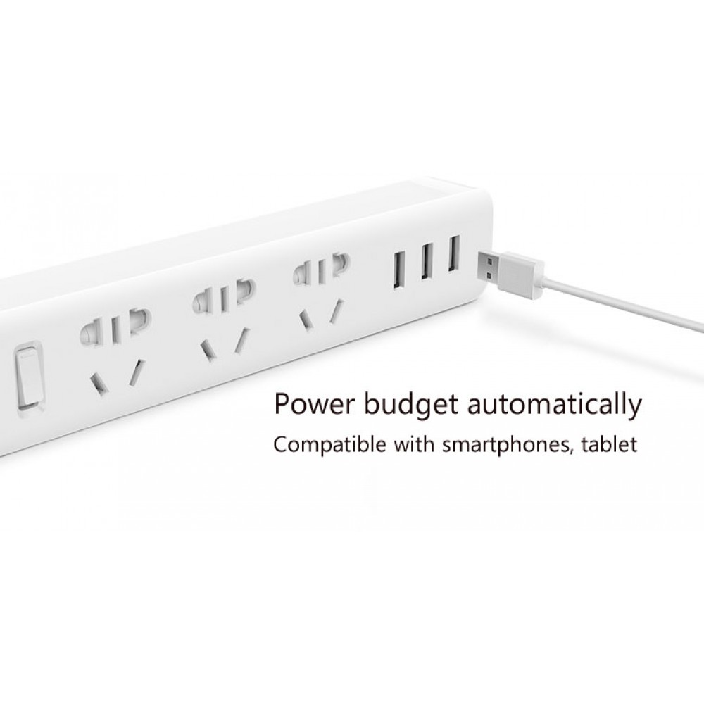 سه راهی برق سفید با سه پورت یو اس بی می شیاومی شیامی شیائومی | Xiaomi Mi Power Strip 3 Sockets 3 USB Ports White XMCXB01QM