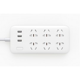 چند راهی 6 سوکت برق 3 پورت سوکت شارژر یو اس بی رنگ سفید می شیاومی شیامی شیائومی | Xiaomi Mi Power Strip 6 Sockets 3 USB Ports White