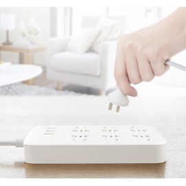 چند راهی 6 سوکت برق 3 پورت سوکت شارژر یو اس بی رنگ سفید می شیاومی شیامی شیائومی | Xiaomi Mi Power Strip 6 Sockets 3 USB Ports White