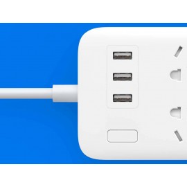 چند راهی 6 سوکت برق 3 پورت سوکت شارژر یو اس بی رنگ سفید می شیاومی شیامی شیائومی | Xiaomi Mi Power Strip 6 Sockets 3 USB Ports White