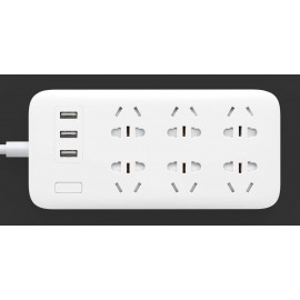 چند راهی 6 سوکت برق 3 پورت سوکت شارژر یو اس بی رنگ سفید می شیاومی شیامی شیائومی | Xiaomi Mi Power Strip 6 Sockets 3 USB Ports White