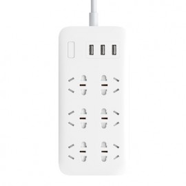 چند راهی 6 سوکت برق 3 پورت سوکت شارژر یو اس بی رنگ سفید می شیاومی شیامی شیائومی | Xiaomi Mi Power Strip 6 Sockets 3 USB Ports White