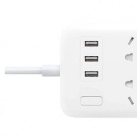 چند راهی 6 سوکت برق 3 پورت سوکت شارژر یو اس بی رنگ سفید می شیاومی شیامی شیائومی | Xiaomi Mi Power Strip 6 Sockets 3 USB Ports White