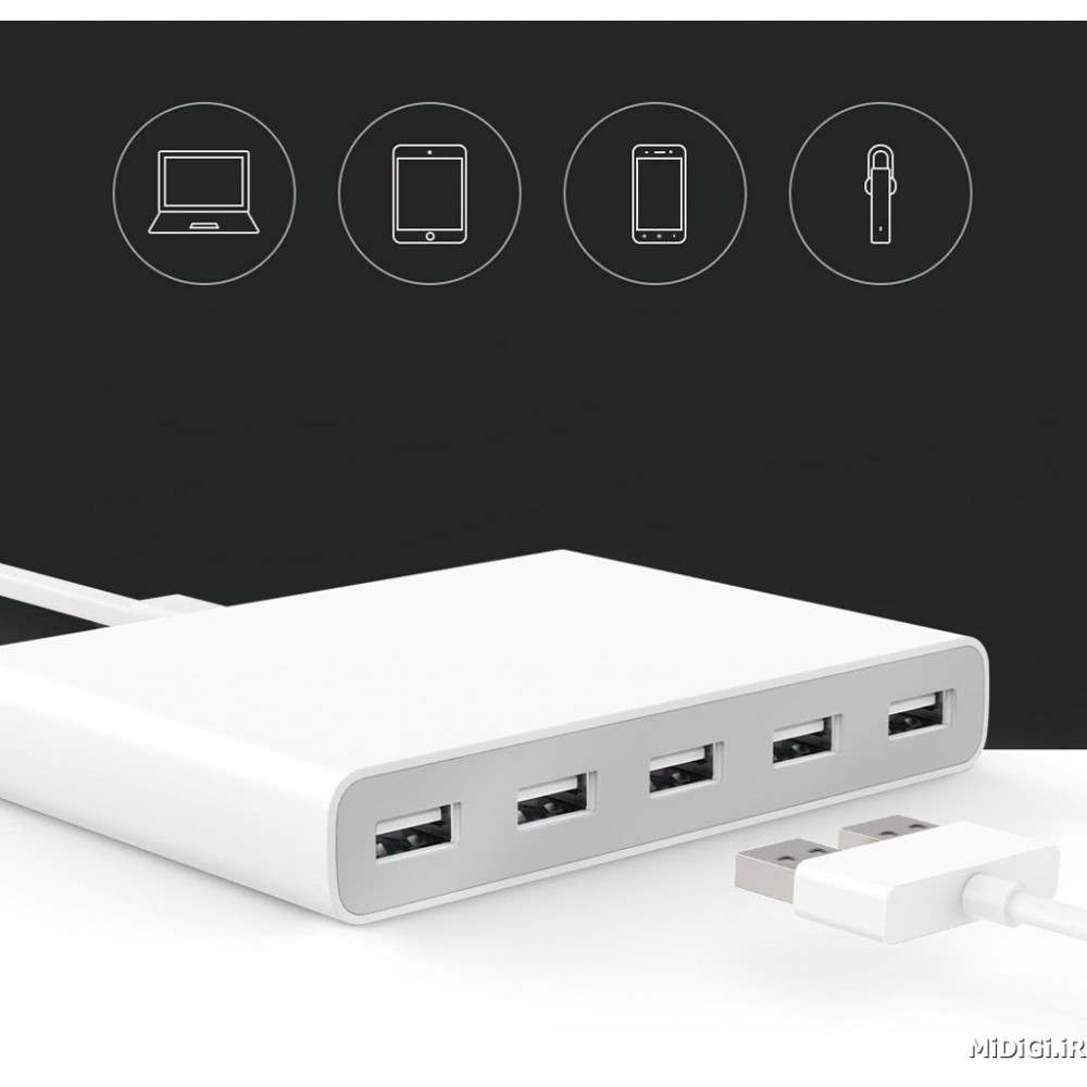 شارژر لپ تاپ چند پورت یو اس بی می شیاومی (شیائومی) Xiaomi Mi Charger Multiport USB And Charging For Laptops