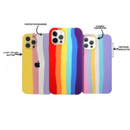 قاب و بک کاور سیلیکونی اورجینال رنگین کمانی برای گوشی های شیائومی - Original Silicone Rainbow Luxury Case Cover For Xiaomi Cellphones