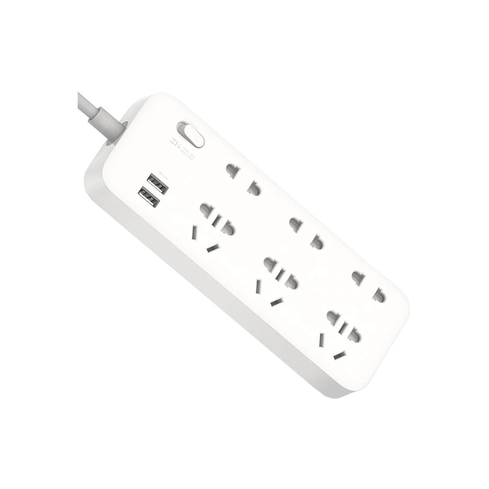 شش راهی برق زدمی با دو پورت یو اس بی فست شارژ مدل ZMI CX05 شیائومی - XIAOMI ZMI CX05 Power Strip 6 AC Sockets Dual USB 18W Sockets Charger