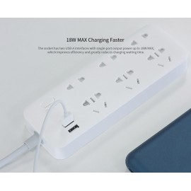 شش راهی برق زدمی با دو پورت یو اس بی فست شارژ مدل ZMI CX05 شیائومی - XIAOMI ZMI CX05 Power Strip 6 AC Sockets Dual USB 18W Sockets Charger