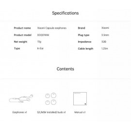 هندزفری سیمی با جک 3.5 میلی‌متری شیائومی Capsule Earphones DDQ01WM