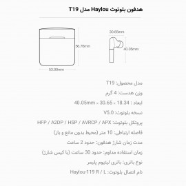 هندزفری بی سیم بلوتوثی شیائومی مدل هایلو تی 19 - Xiaomi Haylou T19 In-Ear TWS Bluetooth Wireless Earphone Earbuds Headset Handsfree