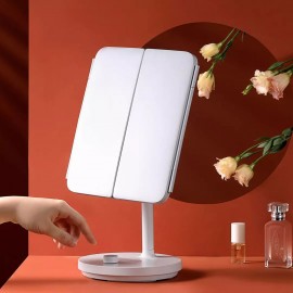 آینه آرایشی تاشو با روشنایی ال ای دی شارژی برقی مدل Jordan Judy NV536 شیائومی - Xiaomi Jordan And Judy NV536 LED Countertop Vanity Mirror Foldable