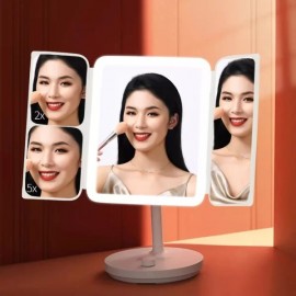 آینه آرایشی تاشو با روشنایی ال ای دی شارژی برقی مدل Jordan Judy NV536 شیائومی - Xiaomi Jordan And Judy NV536 LED Countertop Vanity Mirror Foldable