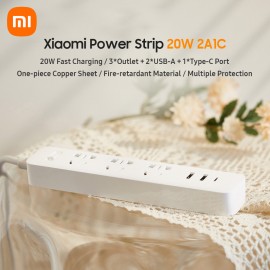 سه راهی برق فست شارژ تایپ سی دار 20 وات مدل 20W Fast 2A1C XMCXB05QM شیائومی - Xiaomi Mi Power Strip 20W Fast Charge Version 2A1C XMCXB05QM