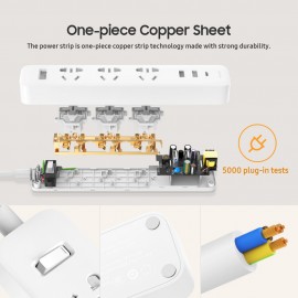 سه راهی برق فست شارژ تایپ سی دار 20 وات مدل 20W Fast 2A1C XMCXB05QM شیائومی - Xiaomi Mi Power Strip 20W Fast Charge Version 2A1C XMCXB05QM