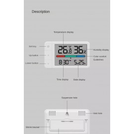 دماسنج و رطوبت سنج دیجیتال با قابلیت نمایش زمان و تاریخ مدل MiaoMiao MHO-C306 Mini شیائومی Xiaomi MiaoMiaoCe Thermometer and Hygrometer MHO-C306 Mini Version