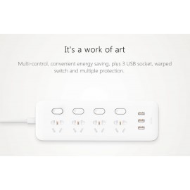 چند راهی برق و شارژر 4 سوکت کلید دار و 3 یو اس بی مدل MJSWSKCXB-01QM شیائومی - Xiaomi Mijia Power Strip 4 Sockets 3 USB MJSWSKCXB-01QM