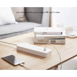 چند راهی برق و شارژر 4 سوکت کلید دار و 3 یو اس بی مدل MJSWSKCXB-01QM شیائومی - Xiaomi Mijia Power Strip 4 Sockets 3 USB MJSWSKCXB-01QM