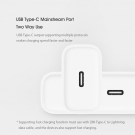 شارژر فست 20 واتی تایپ سی زدمی شیائومی مدل Xiaomi ZMI HA716 USB Type-C 20W Charger