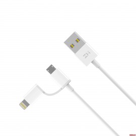 کابل شارژ دو سر میکرو یواس بی به آیفون زدمی شیائومی شیاومی | Xiaomi Mi ZMI Micro to Lightning 2in1 Cable 1m AL801