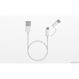 کابل کمبو دوسر تایپ سی و میکرو یو اس بی 1متری رنگ سفید می شیاومی شیائومی | Xiaomi Mi USB Type-C Micro USB Combo Cable 100cm White