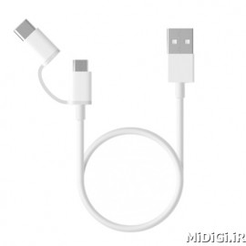 کابل کمبو دوسر تایپ سی و میکرو یو اس بی 1متری رنگ سفید می شیاومی شیائومی | Xiaomi Mi USB Type-C Micro USB Combo Cable 100cm White