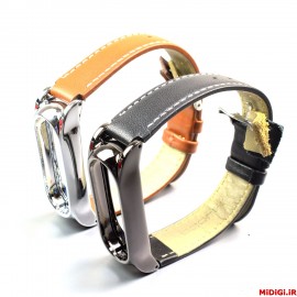 بند چرمی با فریم فلزی می بند 2 می جابز شیاومی شیائومی | Xiaomi Mi Band 2 Pu Plus Mijobs Leather Strap with Metal Frame